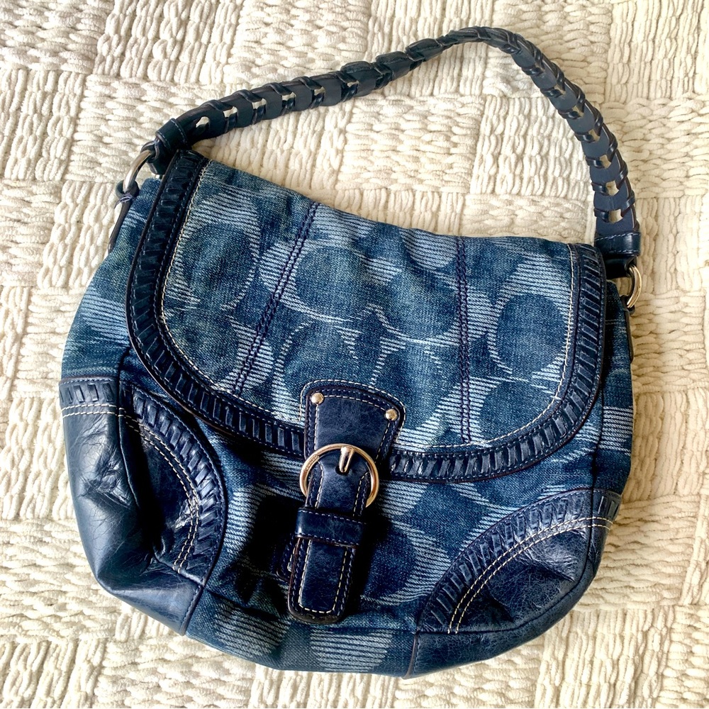 GOOD VINTAGE CONDITION COACH POPPY DENIM SIGNATURE HOBO BAG 18991